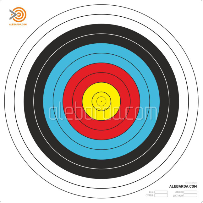  Archery COLOR Target Faces -  Official World Archery FITA 80 изображение 1