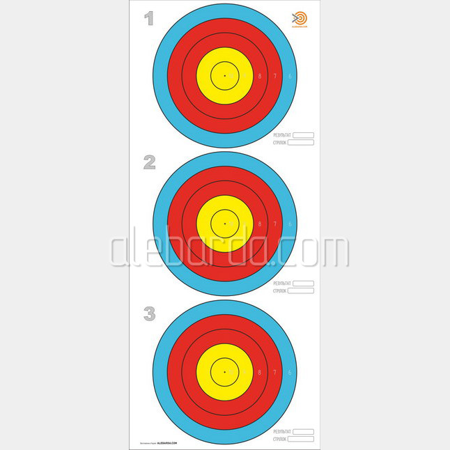  Archery COLOR Target Faces -  Official World Archery FITA 20x3 изображение 1